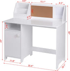UTEX Kids Study Desk with Storage, Wooden Children School Study Table with Hutch and Storage Cabinet for 3-8 Years Girls Boys, Student's Study Computer Workstation Writing Table, White