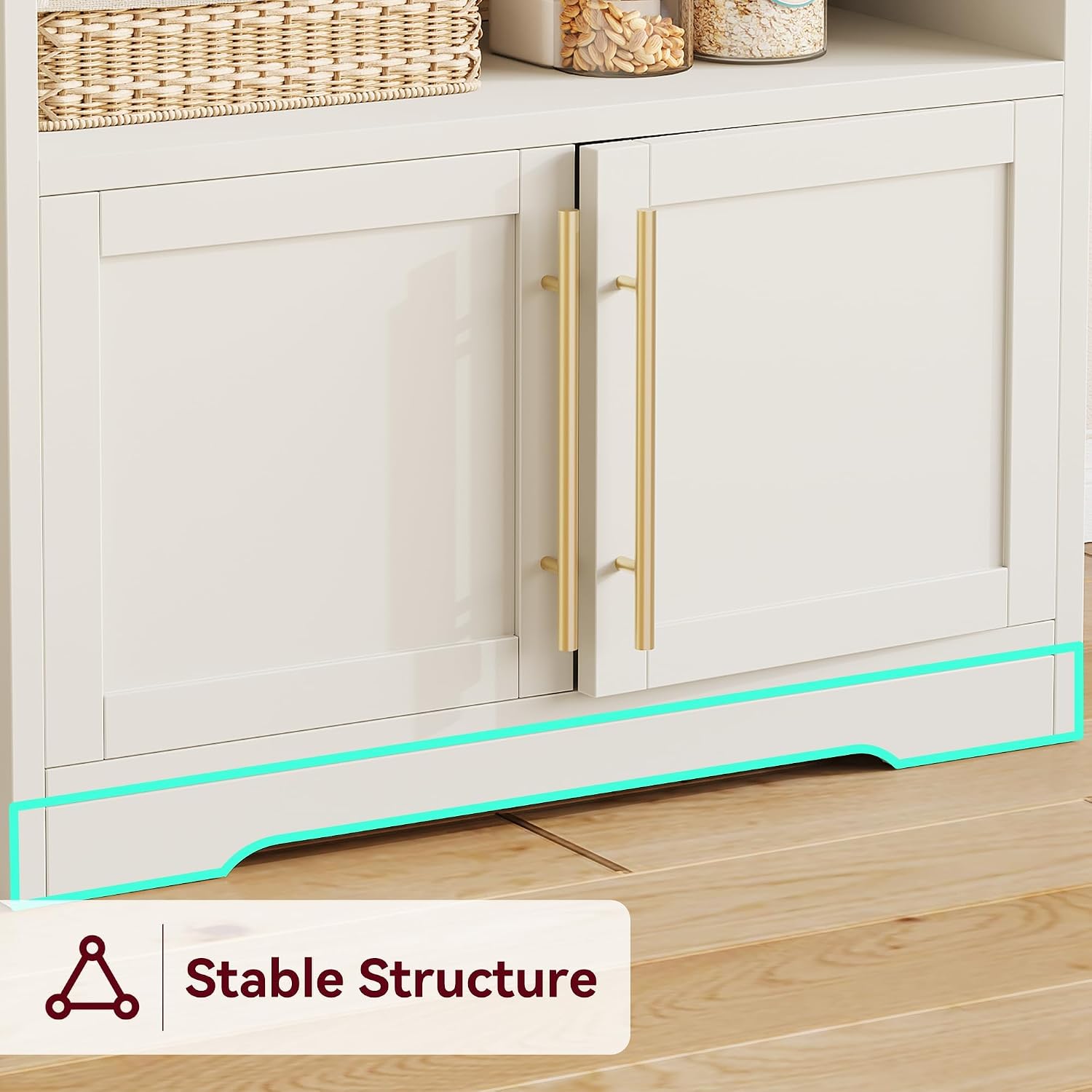 Kitchen Bakers Rack with Storage Cabinet, 5-Tier Microwave Stand with Power Outlets, Coffee Bar Station for Kitchen Dining Living Room