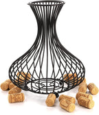 Tebery Metal Black Wine Cork Display Holder, Wine Stopper Collector, Decorative Free Standing Cork Storage Rack Catcher Container Cage, Holds 150 Wine Corks