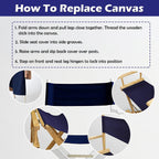 STAY GENT 18''L X 15''W 2 Set Directors Chair Replacement Canvas for 18'' Director Chairs, Replacement Cover Canvas Seat and 19.7''L X 6.3''W Back Covers Kit for Director Chairs Movie Chair, Navy Blue