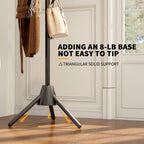 Heavy Duty Anti-Tip Coat Rack with 8LB Stable Weighted Base, [80LB Load Tested] Metal Standing Tree with 8 Hooks, 3-Height Adjustable Space Saving Clothes Organizer for Entryway, Bedroom, Office
