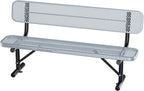 Heavy Duty Park Bench for Outside, Metal Park Bench with Back Portable Frame, Outdoor Steel Mesh Garden Bench with Backrest for Garden, Lawn, Patio, Porch, Park, Yard (Grey, 6FT/73INCH)