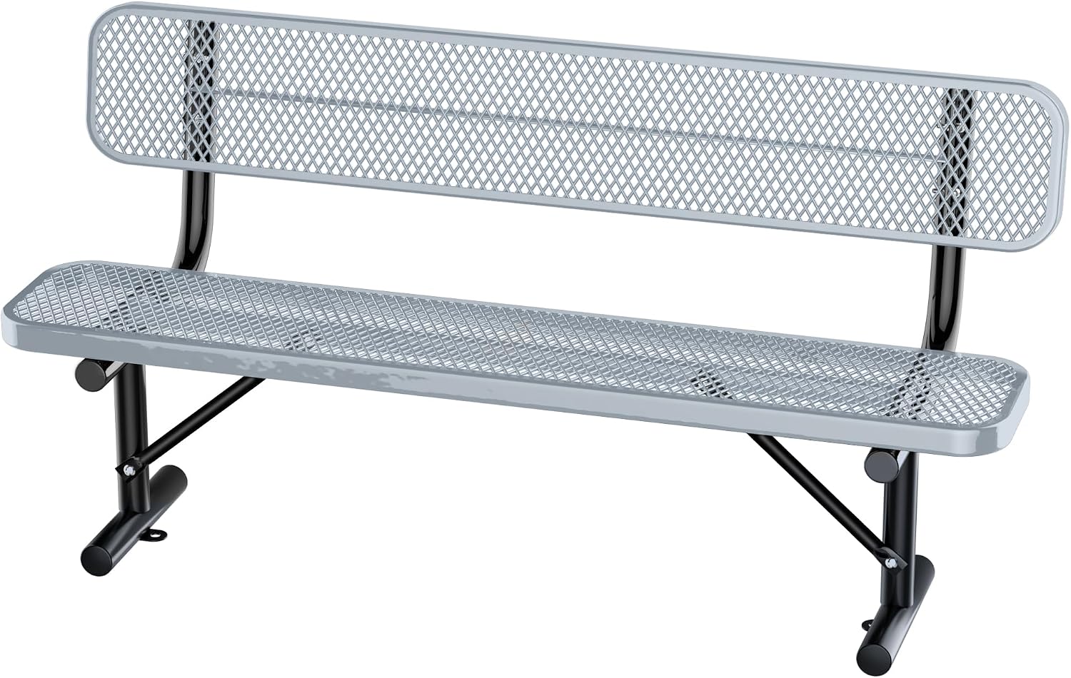 Heavy Duty Park Bench for Outside, Metal Park Bench with Back Portable Frame, Outdoor Steel Mesh Garden Bench with Backrest for Garden, Lawn, Patio, Porch, Park, Yard (Grey, 6FT/73INCH)