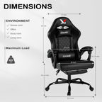 Gaming Chair with Pocket Spring Cushion, Ergonomic High Back Computer Chair with Footrest and Lumbar Support, Adjustable Height 360° Swivel Recliner, Black