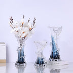 Hand Blown Blue Glass Vase, Unique Art Beautiful Ocean Glass Vase for Coastal Home Decor, Coffee Table, Living Room, Office Decor - 11.8" H(Large)