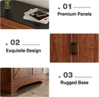 LCRBOL Buffet Cabinet with Storage, Coffee Bar with Drawer & Adjustable Shelf, Modern Sideboard for Kitchen, Dining Room, Living Room, Walnut