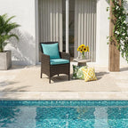 Brown Wicker Rattan Dining Armchair for Patio, Outdoor Lounge Furniture, Comfortable Seat with Armrests, Durable Weather-Resistant Material