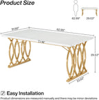 Tribesigns Modern Dining Table, 63" Large Kitchen Table for 4-6 People, Unique Rectangular Dinner Table Kitchen & Dining Room Furniture with Faux Marble Tabletop and Geometric Legs