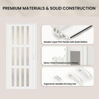SmartStandard 30" x 80" Accordion Doors Interior, Double-Layer Accordion Doors for Doorway Closet Bathroom, PVC Folding Door Interior with Frosted Acrylic Glass, Full-Side Magnetic Strip, White