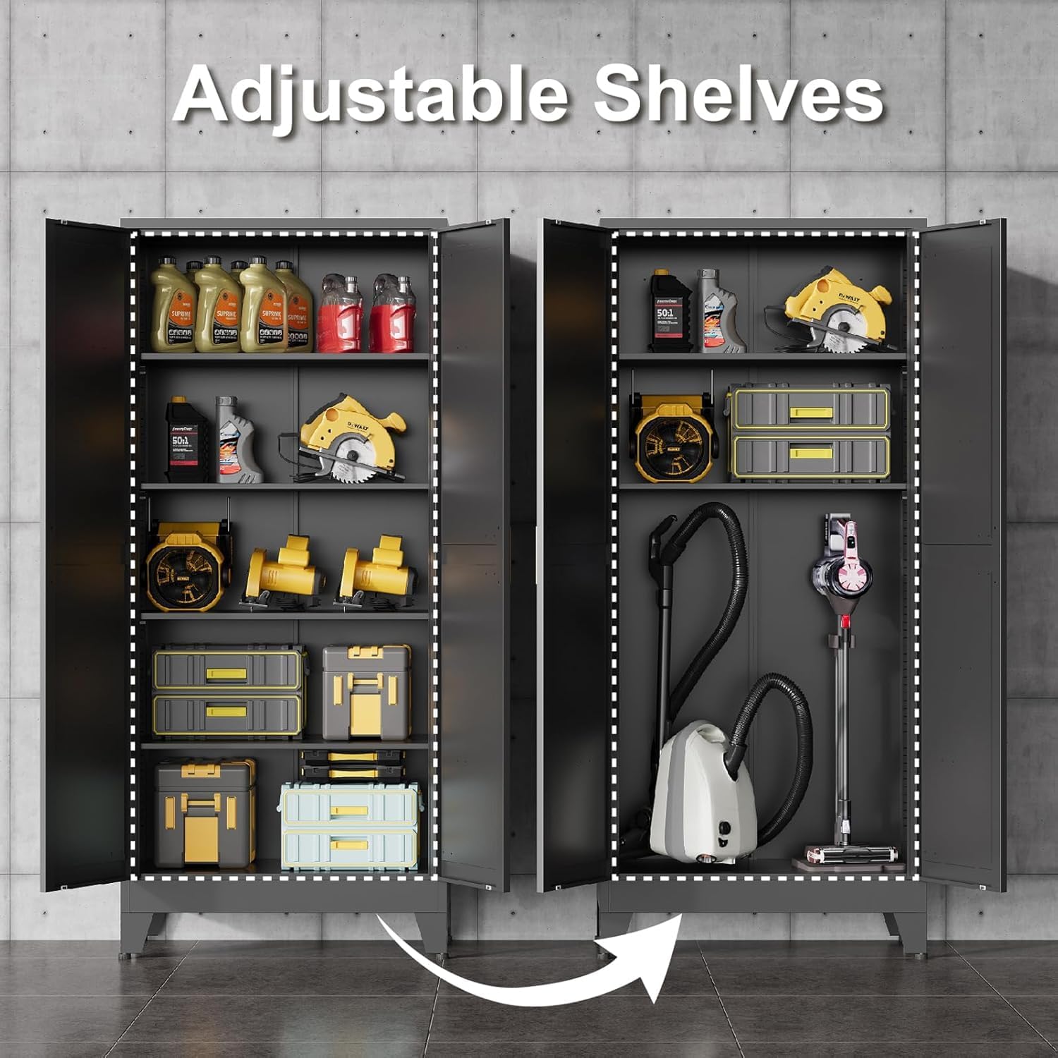 71" H Black Metal Storage Cabinets,Garage Storage Cabinet,Tall Pantry Cabinet with Doors,Kitchen Food Storage Cabinet,Farmhouse Storage Cabinets for Kitchen, Dining Room