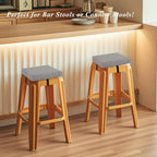 Square Bar Stool Cushions Set of 2 Non-Slip Chair Pads with Ties 2" Thick Chair Cushions with Machine Washable Cover 12" X 12" (Light Grey)