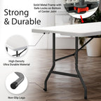 2 Pack of 6 Feet Foldable Table with Built in Handle & Steel Legs | Heavy Duty Portable | Perfect for Party, Dining, Wedding, Events, Picnic Indoor, Outdoor, Camping, Utility, Temporary