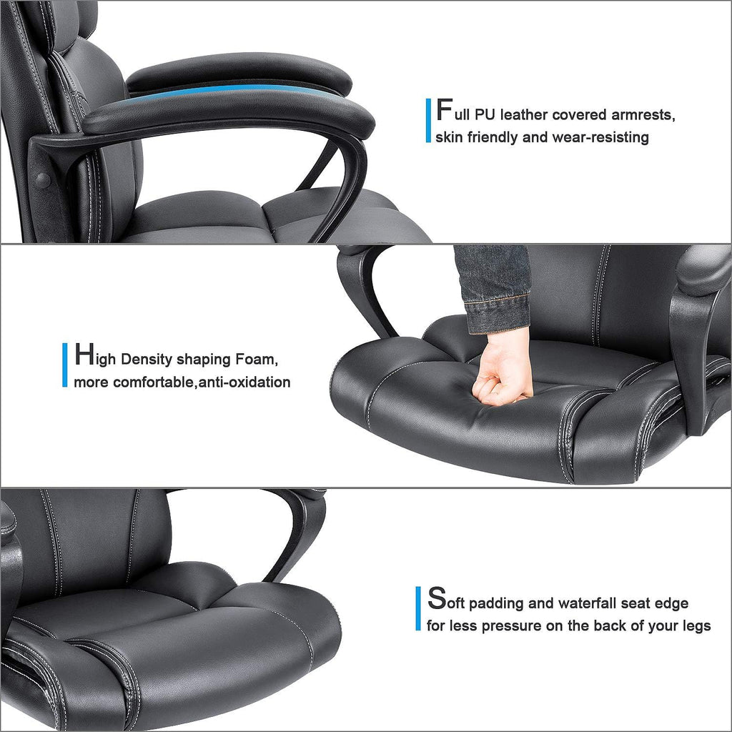 Furmax Mid Back Executive Office Chair Swivel Computer Task Chair with Armrests,Ergonomic Leather-Padded Desk Chair with Lumbar Support