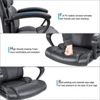 Furmax Mid Back Executive Office Chair Swivel Computer Task Chair with Armrests,Ergonomic Leather-Padded Desk Chair with Lumbar Support