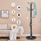 ZOZOE Metal Coat Rack Stand, Modern Coat Rack Freestanding with Natural Marble Base, Sturdy Coat Racks with 12 Hooks & Umbrella Holder,Black Coat Tree Hanger Stand for Bags,Hats,Entryway,Office