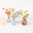 Ruffled Ribbon Hand-Blown Glass Vase Set Small Clear Flower Vases for Centerpieces, Weddings, and Home Decor, Thickened Base for Stability