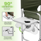 Magshion Tall Director Chair for Vendors & Makeup Artists, 31" Seat Height, 250 lbs Capacity, Portable Folding Chair w/Side Table, Side Pocket & Cup Holder for Booths, Craft Fairs, Camping, Dark Green