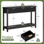 Lulive Fluted Console Table, 51 Inch Entryway Table with 3 Drawers | Scandi farmhouse look with quiet full-extension slides, open lower shelf, profile for hallway, entry, foyer or behind sofa.