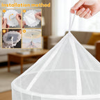 Bed Mosquito Net Canopy, Large Dome Hanging Mosquito Net for Single/Double Bed, Crib & Hammock, 12m Coverage, Ideal for Home & Travel, White