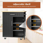 JY QAQA 26" Kitchen Island on Wheels with Storage Cabinet Kitchen Cart Cabinet with Shelves, Cart Handle for Towel Rack or Free Mobility, Portable Islands for Kitchen,Black