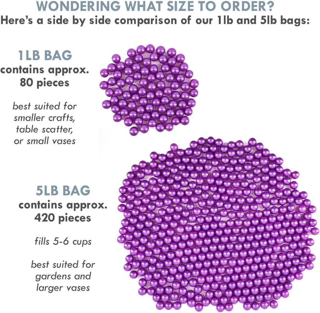 Marbles for Vases | Glass Marbles Bulk Vase Fillers | Glass Beads for Vases, Purple Round Marble 1lb, (Approx. 80 pcs)