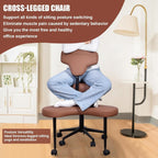 Ergonomic Criss Cross Chair for ADHD, Height Adjustable 47.5-59cm, Dual-Layer Cushion Converts to Regular Seat, PU Leather, Wheels, Adjustable Backrest 90-120°, Perfect for Home Office Meditation