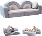 14pcs Modular Kids Play Couch, Child Sectional Sofa, Fortplay Bedroom and Playroom Furniture for Toddlers, Convertible Foam and Floor Cushion for Boys and Girls