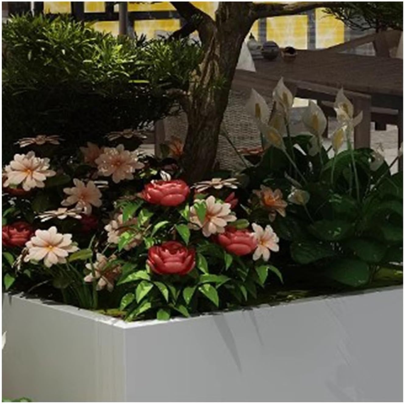 Planter Box with Bench Outdoor Flower Boxes Leisure Chairs Terraces Parks Courtyards Benches Beds