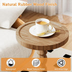 Small Side Table, Rubberwood‌ Drink Table Rattan Round Side Table, Rubberwood‌ Small Drink Table