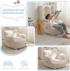 MAXYOYO Kids Bean Bag Chair, Stuffed Toddler Bean Bag Sofa with Filler Bean Bag Chair for Boys and Girls, Lazy Sofa with Pocket Floor Chair for Gaming, Reading, Beige
