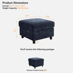 WUTUTUEE 25'' Square Storage Ottoman Module for Modular Sectional Sofa, Living Room Coffee Table Sectional Ottoman Footrest for Convertible Couch, Chenille Navy