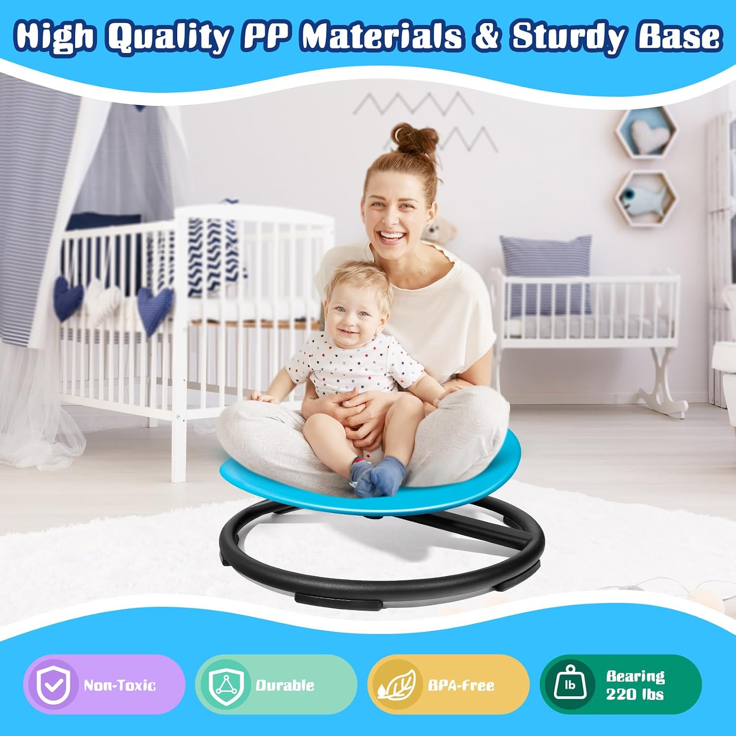 Sensory Spinning Chair for Autistic Kids, ADHD Autism Swivel Chair Training Body Coordination, Metal Base Non-Slip Sit and Spin Toys for Kids Gift