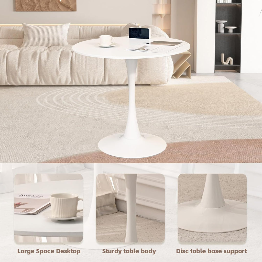 SoarFlash Kitchen Table and Chairs for 2, 24" Dining Table Set for 2 with Boucle Upholstered Chairs, 3 Piece Round Kitchen Table Set, Dining Room Table Set for Small Space, Apartment