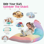 Stuffed Animal Storage Bean Bag Chair Cover for Kids Teens (No Filler) 250L Washable Large Beanbag Cover for Kids Room Organizing Plush Toys or Home Living Room Textile,Rainbow