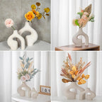 2 Pack White Vases - Home Decor - Ceramic Vases for Flowers, Centerpieces, Room Decor