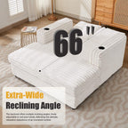 66'' Oversized Chaise Lounge Chair Soft Velvet Upholstery for Living Room, Chaise Lounge Chair Includes Cup Holders Side Pockets and USB & Type-C Charging Ports, Comfy Lounge with Sturdy Backrest