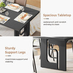 71'' Large Dining Table for 6 to 8 People, Modern Rectangular Kitchen Table, Dinner Table Furniture with Metal Legs for Dining Room, Living Room, Banquet, Home, Black