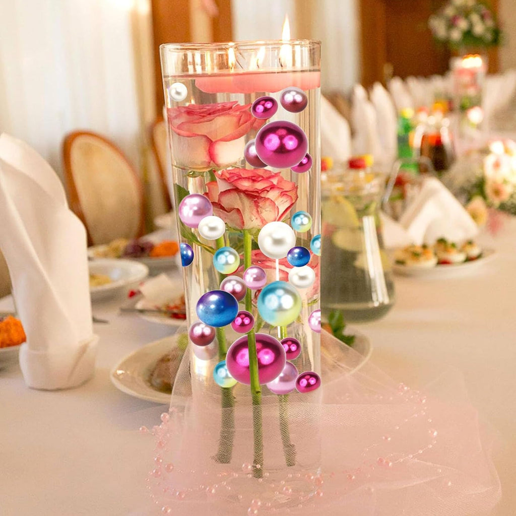80Pieces Floating NO Hole Pearls for Centerpiece Glass Vases,Floating Pink Floating Candle Beads Vase Fillers for Tall Vase Filler Floatings Candles for Wedding Table Decor
