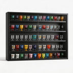 5-Tier Wall Mounted Shot Glass Display Case, No Assembly Required Wine Glass Display Cabinet with Glass Door & Adjustable Shelves, Bar Cabinet for Liquor Glasses, Bedroom Playroom, Black