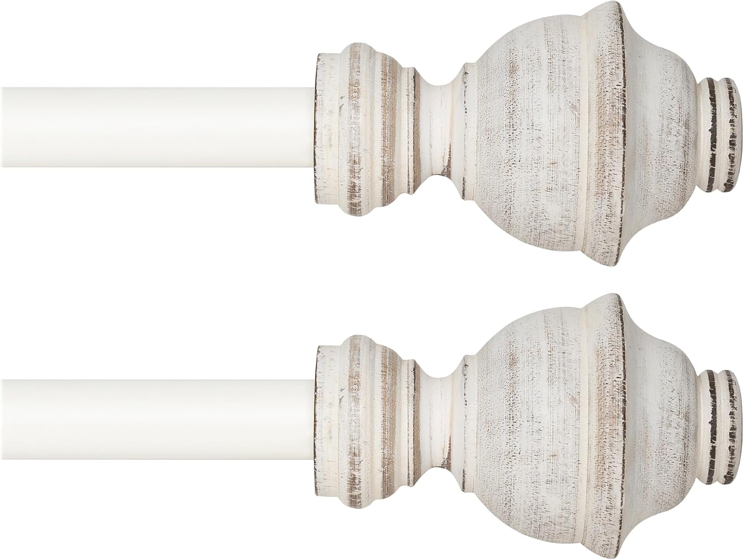 Deco Window Adjustable Curtain Rod for Windows 18 to 44 Inch Extendable Heavy Duty 3/4 Inch Iron Drapery Pole with Cambria Finials Wall Mounted French Door Farmhouse Curtain Rods (Pack of 2, White)