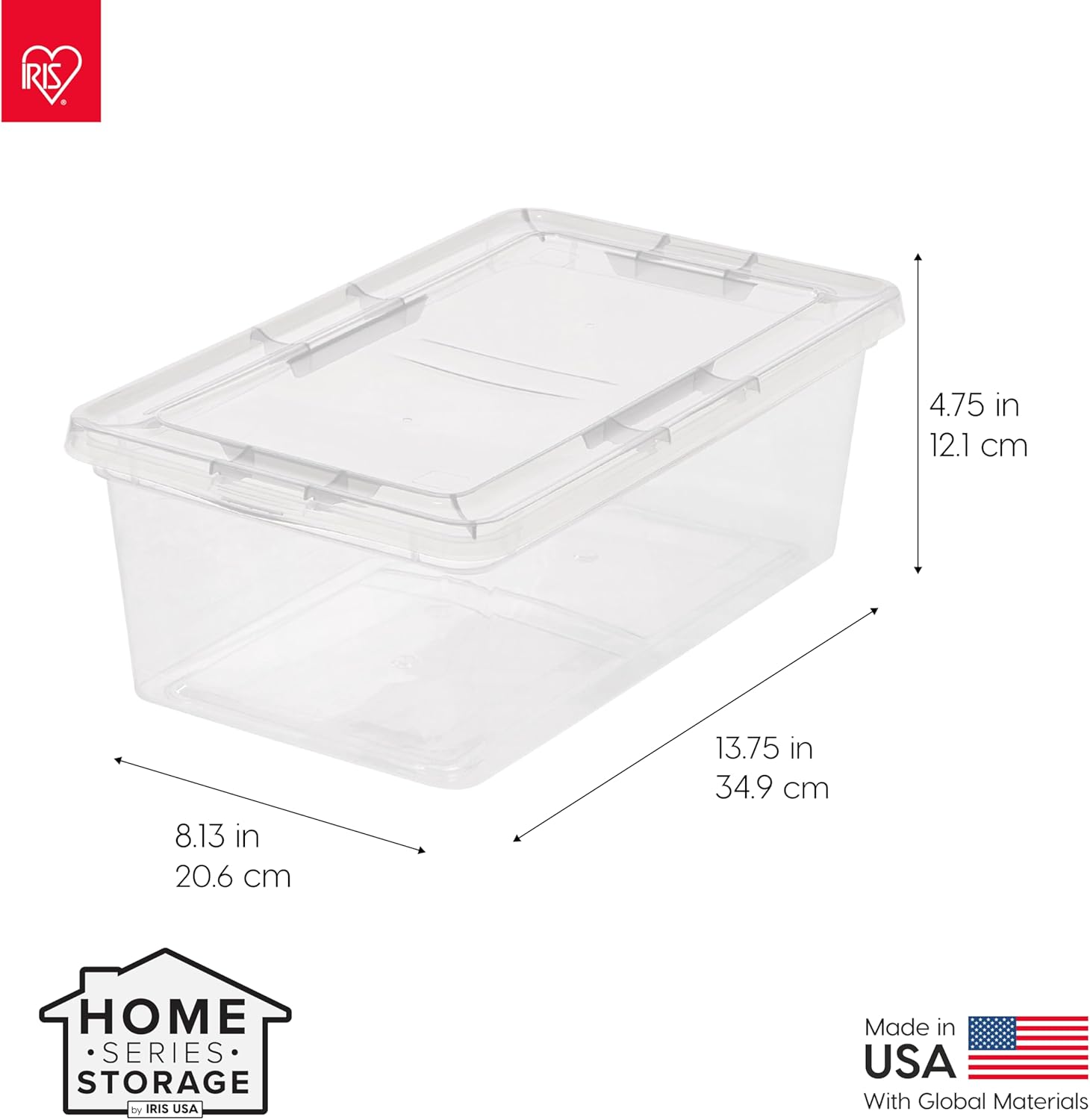 IRIS USA 12-Pack Plastic Storage Bins with Lids, 7 Quart Stackable Clear Organizing Containers, Durable BPA-Free Latching Boxes for Home, Office, Garage & Closet Organization, Medium Size, Clear