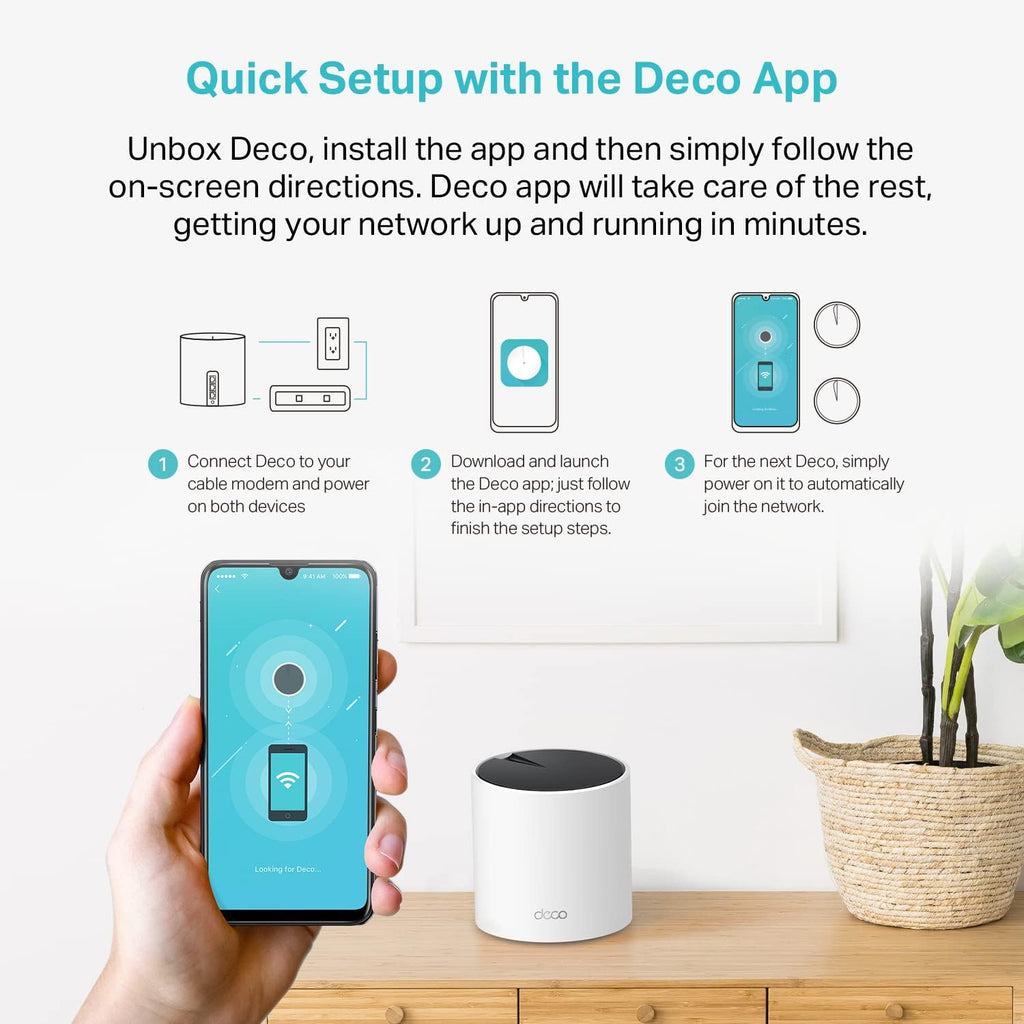 TP-Link Deco AX3000 WiFi 6 Mesh System Deco X55- Covers up to 2500 Sq.Ft., Replaces Wireless Router and Extender, 3 Gigabit Ports, Supports Ethernet Backhaul(1-Pack) (Renewed)