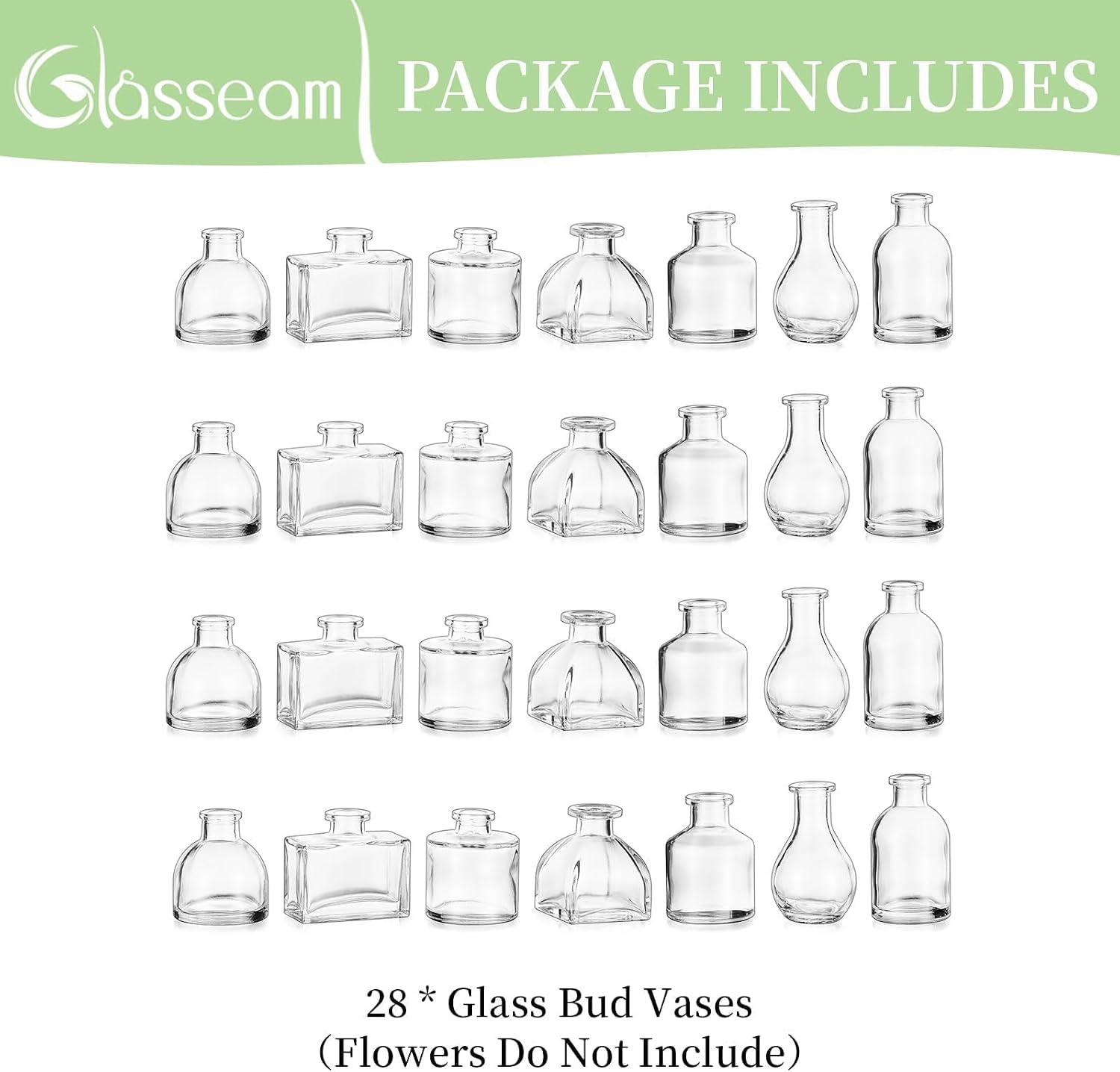 Glasseam Clear Glass Vases for Centerpieces: Mini Flower Vase Set 28Pcs Bud Vases in Bulk - Modern Small Vases for Home Room Wedding Party Dining Table Center Decor