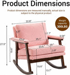 Nursery Rocking Chair, Pink Teddy Fabric Upholstered Rocking Accent Chair with Solid Wood Frame, High-Density Foam Cushion, Comfy Reading Armchair for Bedroom Nursery