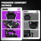 GTPLAYER Gaming Chair, Ergonomic Computer Chair with Footrest and Lumbar Support, High Back Recliner Chair 350lbs, Height Adjustable for Home Office, Black