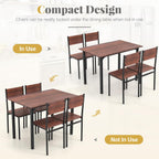 Tangkula Dining Table Set for 4, Modern Table and Chairs Set of 4 for Kitchen Dining Room Breakfast Nook (Walnut)