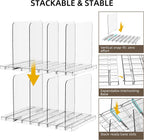Stackable Bag & Purse Organizer for Closet Shelf Acrylic Shelf Dividers for Closet Organization, Clear Handbag Purse Storage Organizer Divider, Keep Clutch, Wallet, Pocketbook Upright, 4 Pack