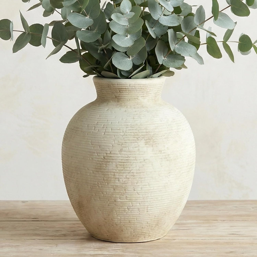 7.4 Inch Vintage Large Ceramic Flower Vase | for Living Room, Dining Room, Bathroom Indoor & Outdoor Home Decor