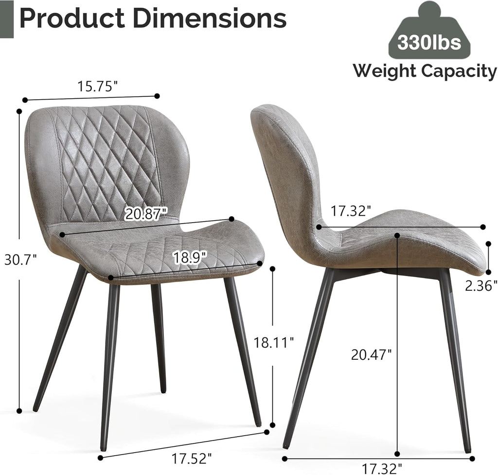 Dining Chairs Set of 4, Comfy Modern Dining Chairs with Thick Cushions, Upholstered Fabric Kitchen Side Chairs with Adjustable Metal Legs for Dining Room (Light Grey)