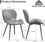 Dining Chairs Set of 4, Comfy Modern Dining Chairs with Thick Cushions, Upholstered Fabric Kitchen Side Chairs with Adjustable Metal Legs for Dining Room (Light Grey)